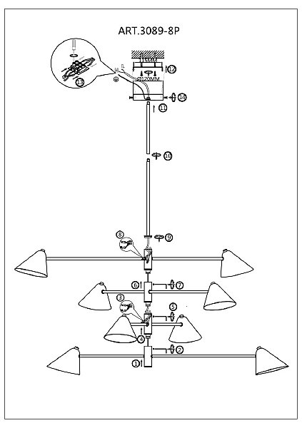Люстра на штанге Trikoniya 3089-8P