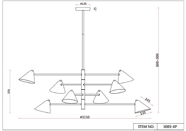Люстра на штанге Trikoniya 3089-8P