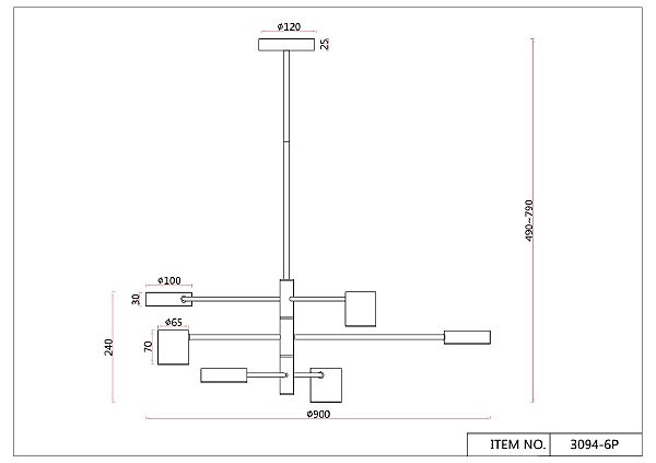 Люстра на штанге Ducan 3094-6P