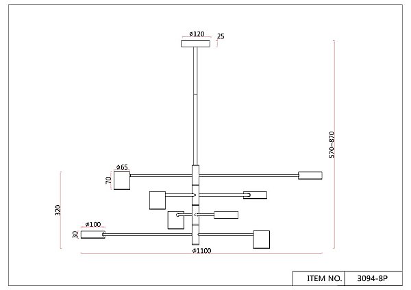 Люстра на штанге Ducan 3094-8P