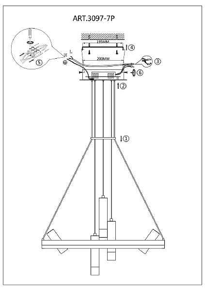 Подвесная люстра Daur 3097-7P