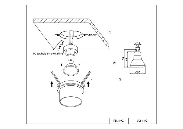 Встраиваемый светильник Rasta 3061-1C