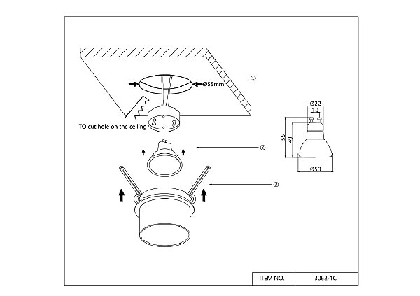 Встраиваемый светильник Rasta 3062-1C