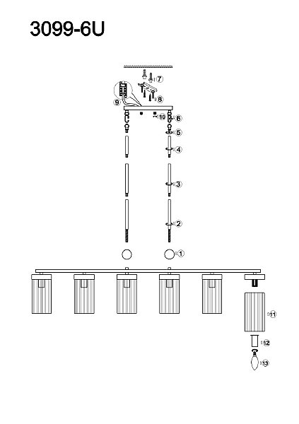Люстра на штанге Radiales 3099-6U