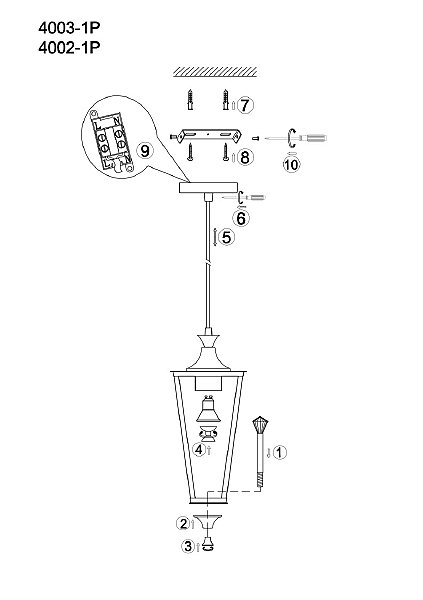 Светильник подвесной Lampion 4003-1P