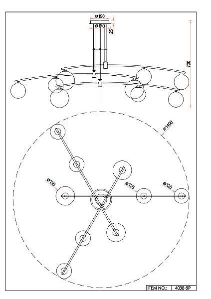 Потолочная люстра Equilibrium 4038-9P