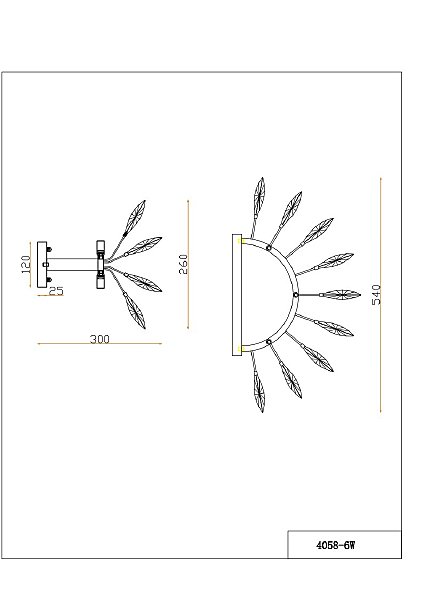 Настенное бра Rays 4058-6W