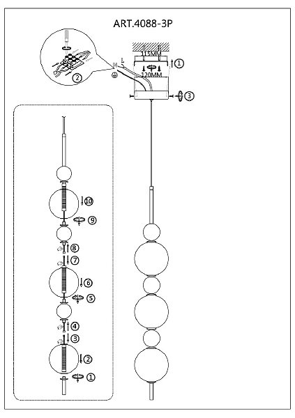 Светильник подвесной Chantra 4088-3P