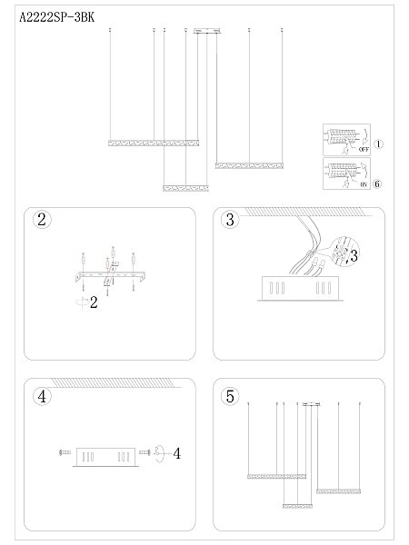 Подвесная люстра Arte Lamp A2222SP-3BK
