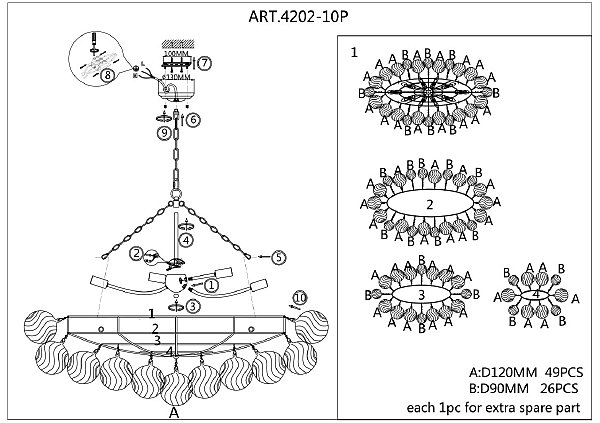 Подвесная люстра Multibulla 4202-10P