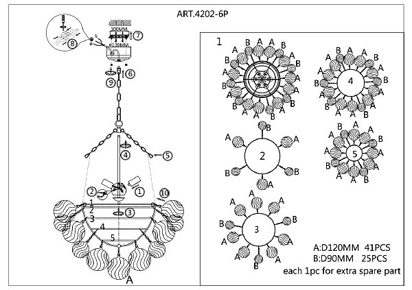 Подвесная люстра Multibulla 4202-6P