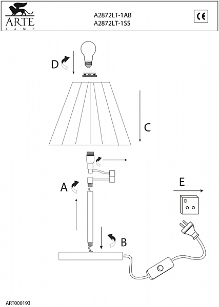 Настольная лампа Arte Lamp CALIFORNIA A2872LT-1AB