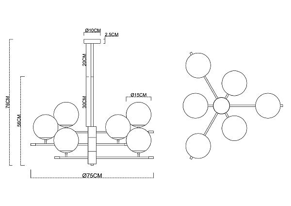 Люстра на штанге Arkab A2225LM-6BK