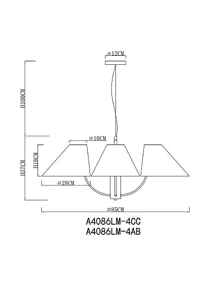 Подвесная люстра Rondo A4086LM-4CC