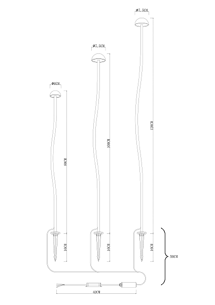 Грунтовый светильник Motus A1081PA-3BK