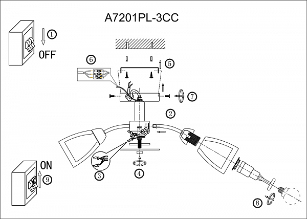 Потолочная люстра Carmela A7201PL-3CC