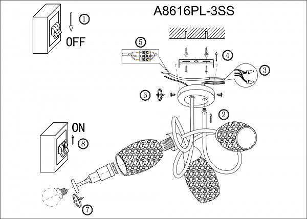 Потолочная люстра Mutti A8616PL-3SS