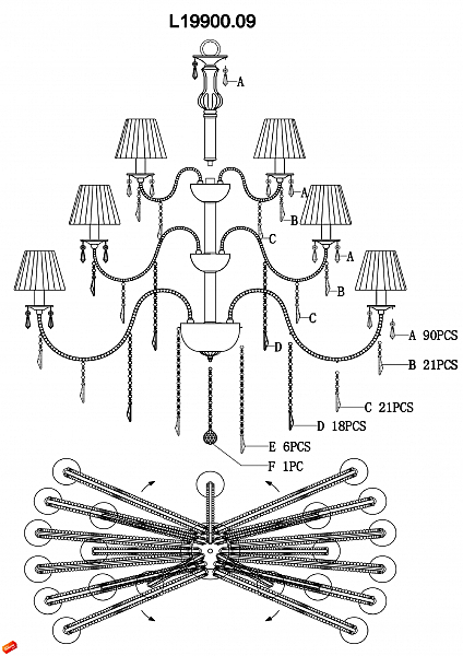 Подвесная люстра PALERMO L19900.09
