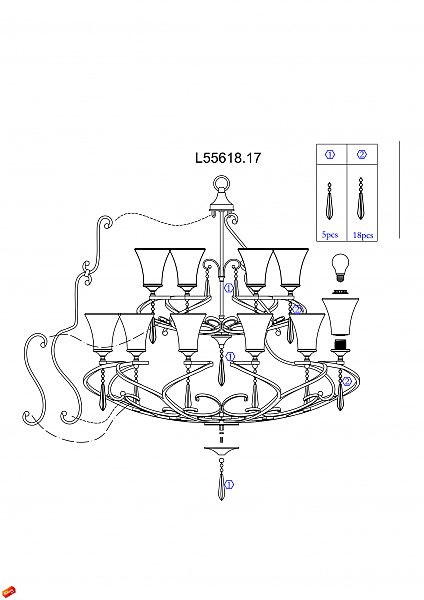Подвесная люстра FILANTE L55618.17