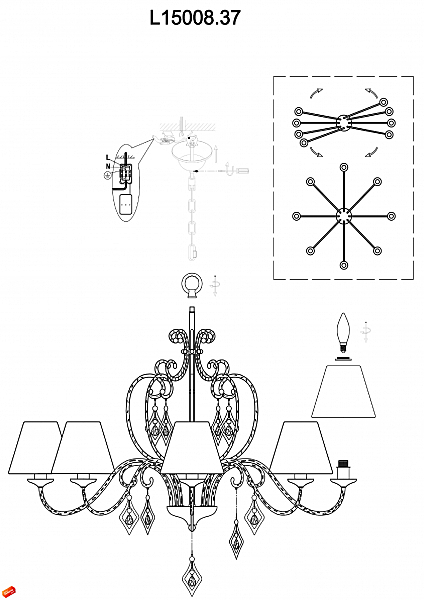 Подвесная люстра CAPRI L15008.37