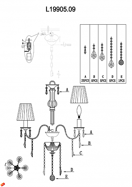 Подвесная люстра PALERMO L19905.09