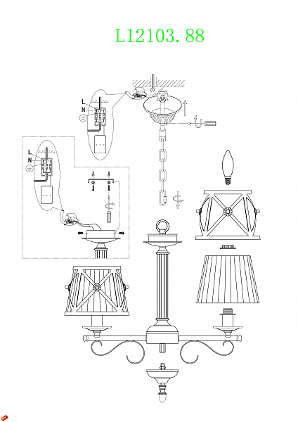Подвесная люстра FABRIZIA L12103.88