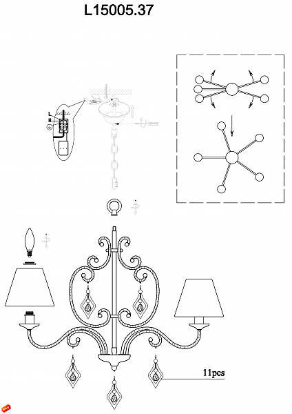 Подвесная люстра CAPRI L15005.37