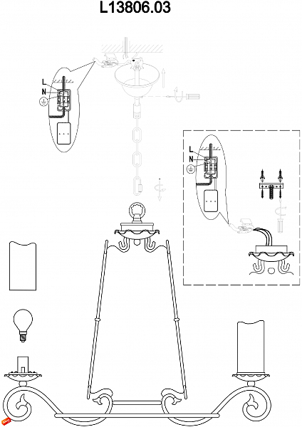 Подвесная люстра NAPOLI L13806.03