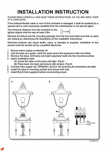 Столб фонарный уличный BATTISTA L70985.07