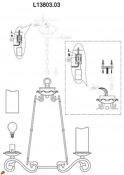 Подвесная люстра NAPOLI L13803.03