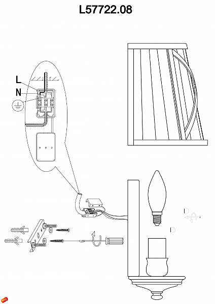 Настенное бра TORINO L57722.08