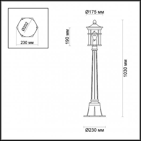Столб фонарный уличный Virta 4044/1F