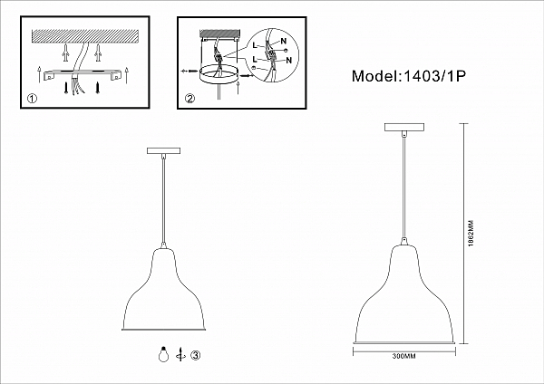 Светильник подвесной Abby 1403/1P
