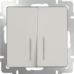 Выключатель Слоновая кость WL03-SW-2G-2W-LED-ivory /Выключатель двухклавишный проходной c с подсветкой (слоновая кость)