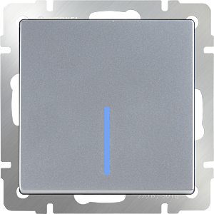 Выключатель Серебряный WL06-SW-1G-LED/Выключатель одноклавишный с подсветкой (серебряный)