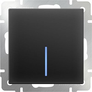 Выключатель Черный матовый WL08-SW-1G-LED/Выключатель одноклавишный с подсветкой (черный матовый)
