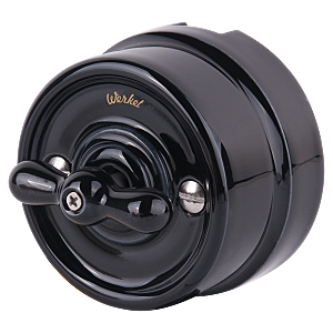 Выключатель Werkel WL18-01-03/ Переключатель одноклавишный (черный) Ретро