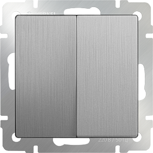 Выключатель Серебряный рифленый WL09-SW-2G / Выключатель двухклавишный (cеребряный рифленый)