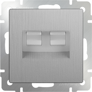 Розетка Серебряный рифленый WL09-RJ11-45 / Розетка телефонная RJ-11 и Еthernet RJ-45 (cеребряный рифленый)