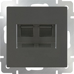 Розетка Серо-коричневый WL07-RJ45+RJ45 / Розетка двойная Ethernet RJ-45 (серо-коричневый)