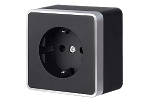 Розетка Werkel WL15-02-01/ Розетка с заземлением Gallant (черный с серебром)