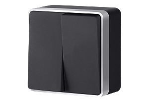 Выключатель Werkel WL15-03-01/ Выключатель двухклавишный Gallant (черный с серебром)