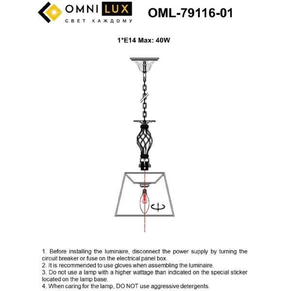 Светильник подвесной Belluno OML-79116-01