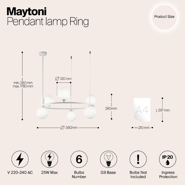Подвесная люстра Ring MOD013PL-06W
