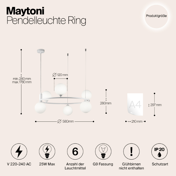 Подвесная люстра Ring MOD013PL-06W