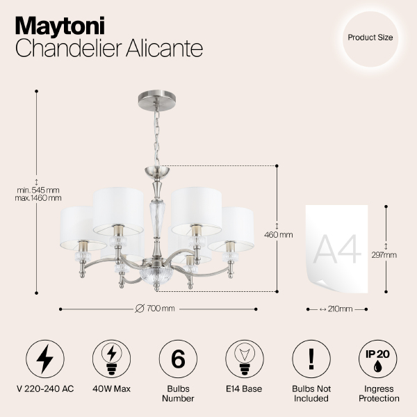 Подвесная люстра Alicante MOD014CL-06N