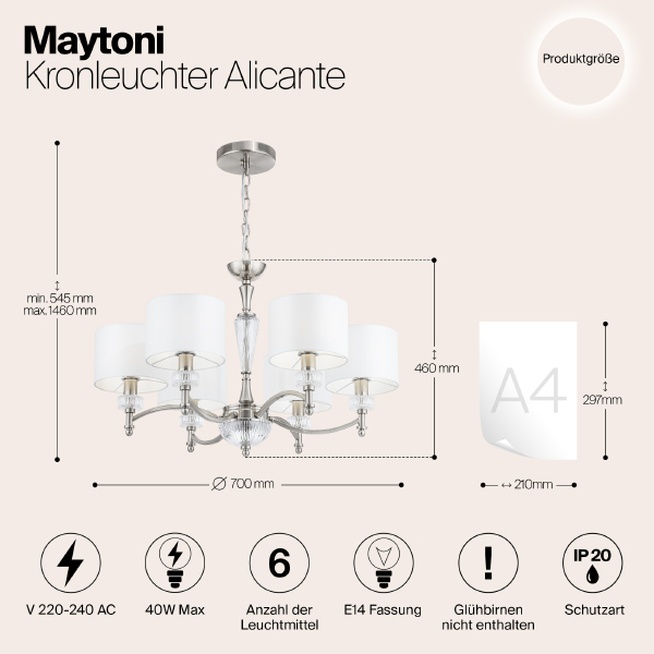 Подвесная люстра Alicante MOD014CL-06N