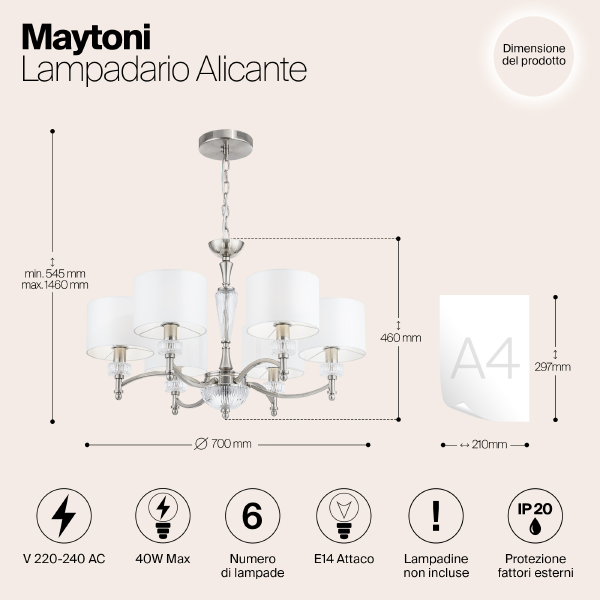 Подвесная люстра Alicante MOD014CL-06N