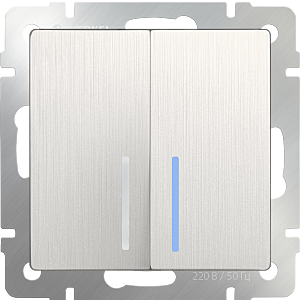 Выключатель Werkel WL13-SW-2G-2W-LED/ Выключатель двухклавишный проходной с подсветкой (перламутровый рифленый)