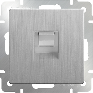 Розетка Серебряный рифленый WL09-RJ-11 / Телефонная розетка RJ-11 (cеребряный рифленый)